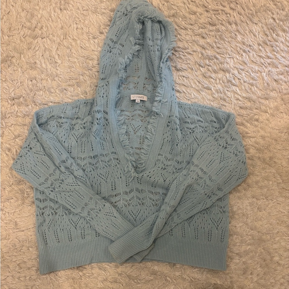 Intermix Cashmere Blue Knit Hoodie